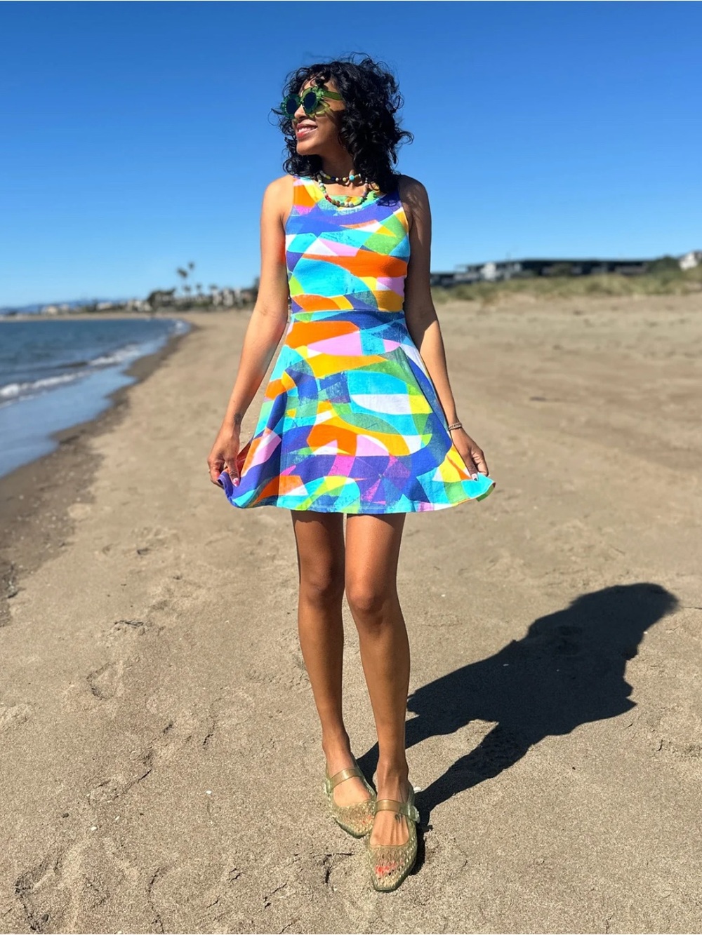 Nooworks Multicolor Geometric Mini Dress - Blue, Yellow, Pink, Green - Picture 5 of 5